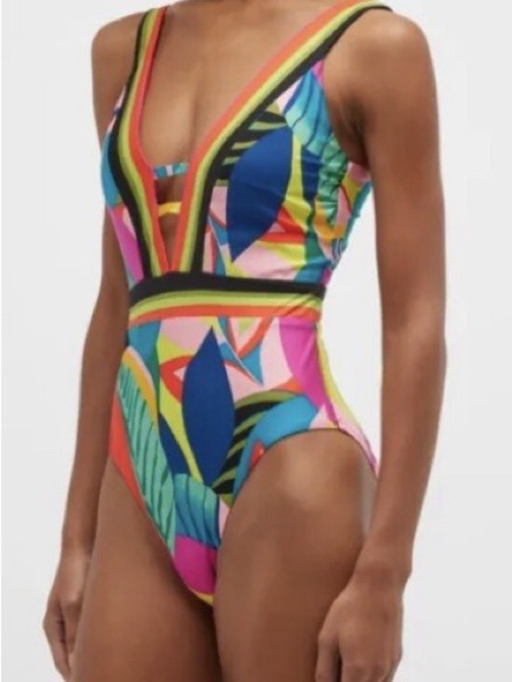 Trina Turk Rainforest Plunge one-piece swimsuit sz 10 women’s